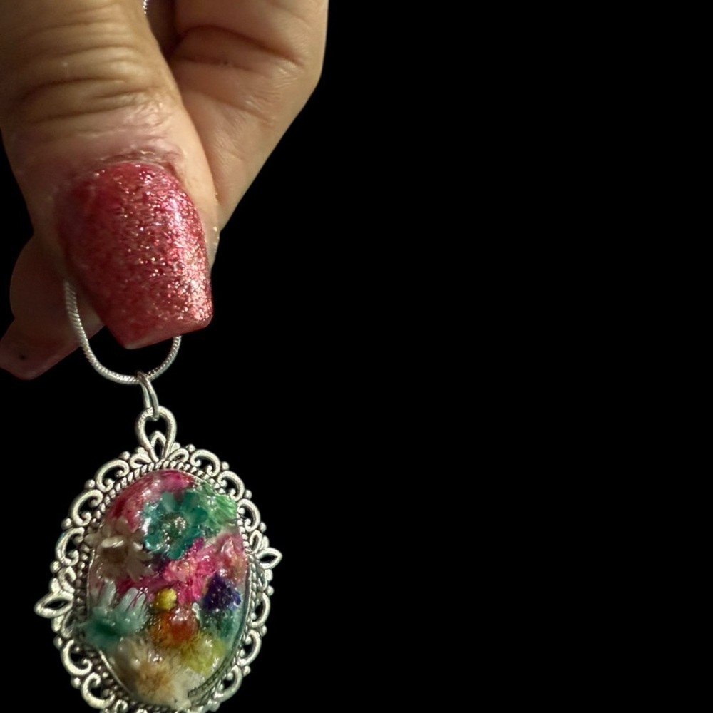 Vibrant Floral Sterling Silver Pendant Earrings & Necklace a set